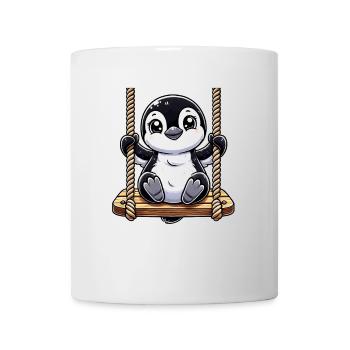 pingouin balançoires aire de jeux amusant animal dessin animé - Mug blanc - blanc - Devant