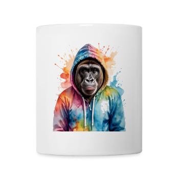Gorille Sweat à capuche Monkey Imprimé de design d’animaux colorés - Mug blanc - blanc - Devant