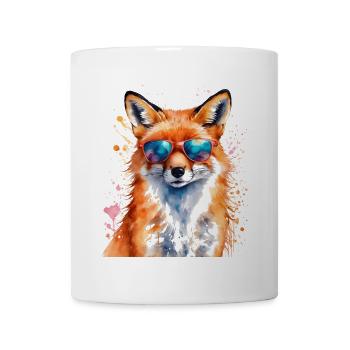 Fuchs Sonnenbrille Bunt Tier Design Print - Tasse - Weiß - Vorne
