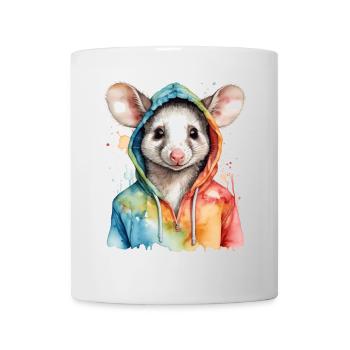 Sweat à capuche Opossum Imprimé Animal Coloré - Mug blanc - blanc - Devant