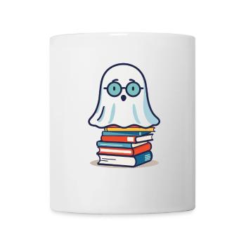 Lesendes Halloween Gespenst Niedliches Bücherwurm - Tasse - Weiß - Vorne