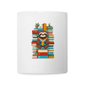 Funny Book Lover Sloth Illustration - Mug - white - Front