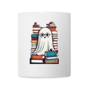 Buchliebhaber Stil Lesendes Halloween Gespenst - Tasse - Weiß - Vorne