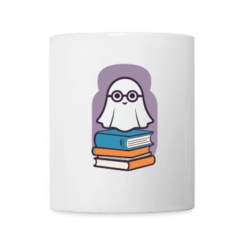 Buchliebhaber Stil Halloween Gespenst Bücherwurm - Tasse - Weiß - Vorne