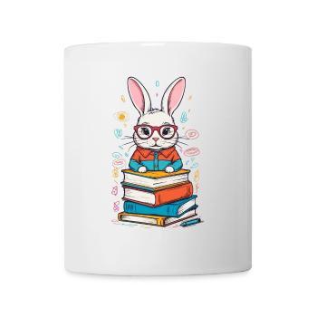 Lesender Hase Begeisterter Buchliebhaber Stil - Tasse - Weiß - Vorne