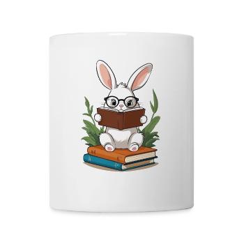Lesender Hase Begeisterter Bücherwurm Stil Bunny - Tasse - Weiß - Vorne