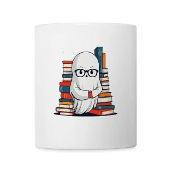 Buchliebhaber Stil Lesendes Halloween Gespenst - Tasse - Weiß - Vorne
