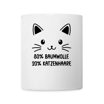 Katzen Gesicht 80% Baumwolle und 20% Katzenhaare - Tasse - Weiß - Vorne