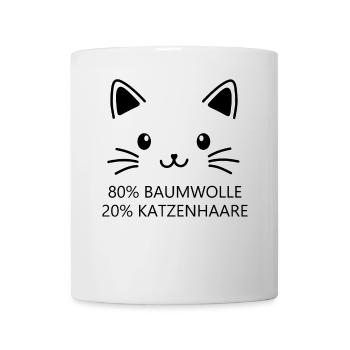 Katzen Gesicht 80% Baumwolle und 20% Katzenhaare - Tasse - Weiß - Vorne