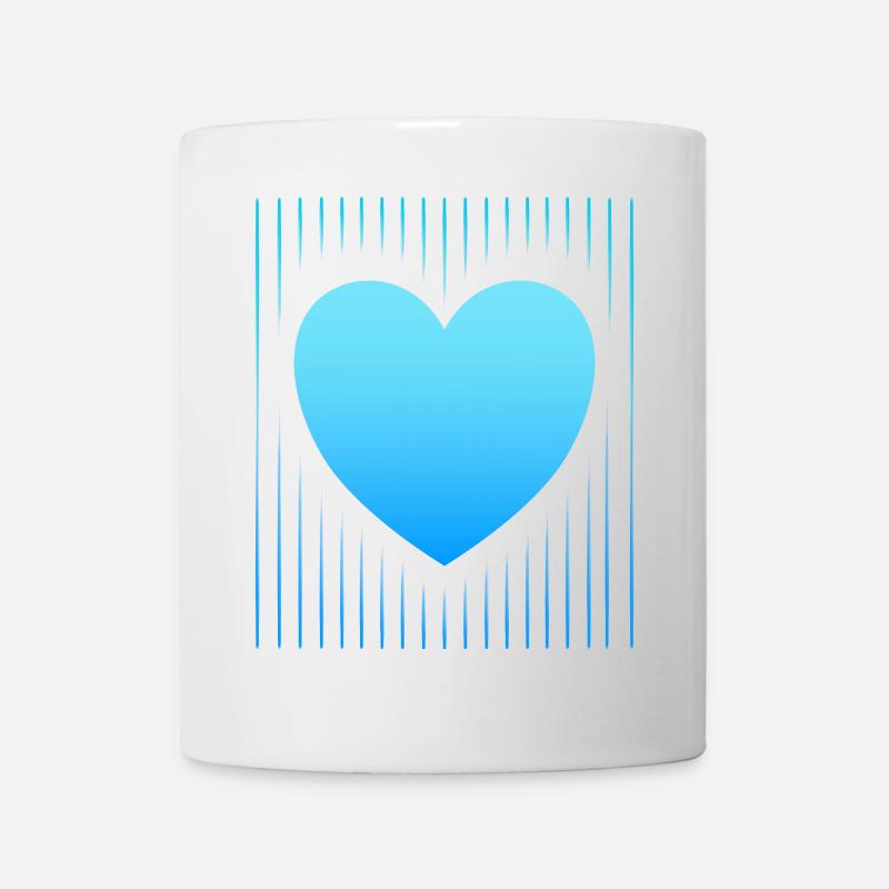 blaues Herz blaue Linien - Tasse - Weiß