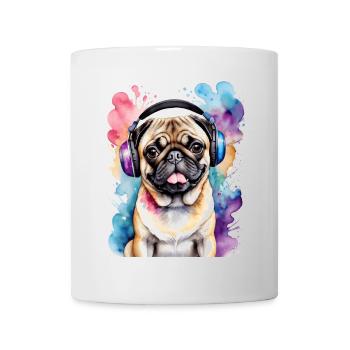 Carlin Casque Chien Coloré Drôle Animal Design Imprimer - Mug blanc - blanc - Devant