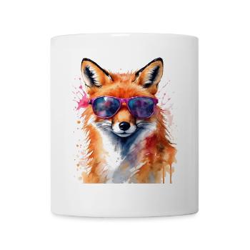Fuchs Sonnenbrille Bunt Tier Design Print - Tasse - Weiß - Vorne
