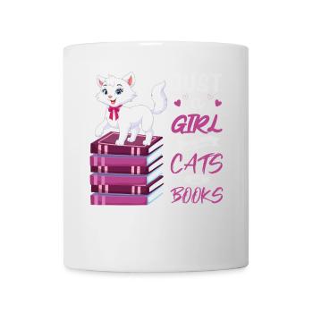 Cats, Cat Lover, Books, Reading, Girl - Mug - white - Front