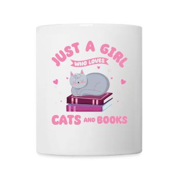 Cats, Cat Lover, Books, Reading, Girl - Mug - white - Front