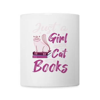 Cats, Cat Lover, Books, Reading, Girl - Mug - white - Front