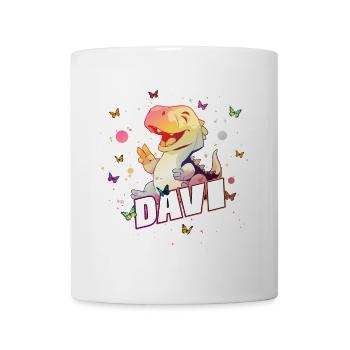 DAVI - Schöner Junge Name mit süßem DINO T-REX - Tasse - Weiß - Vorne