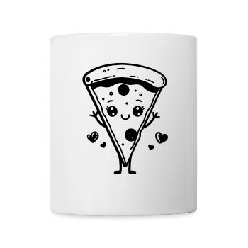 Pizza Karikatur - Tasse - Weiß - Vorne