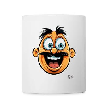 Lustiger Cartoon -Typ mit Schnurrbart - Tasse - Weiß - Vorne
