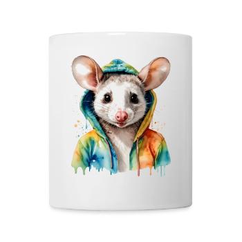 Sweat à capuche Opossum Imprimé Animal Coloré - Mug blanc - blanc - Devant
