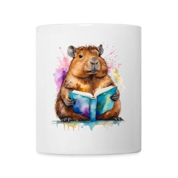 Livre de lecture Capybara Capy Imprimé de conception animale colorée - Mug blanc - blanc - Devant