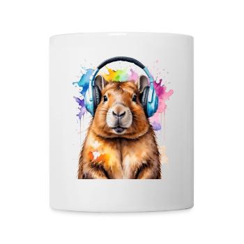 Capybara Headphones Capy Colorful Animal Design Print - Mug - white - Front