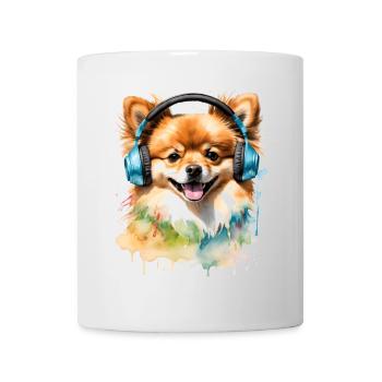 Pomeranian Pomeranian Headphones Dog Print - Mug - white - Front