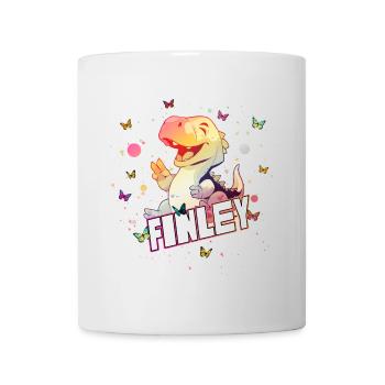 FINLEY - Beau prénom de garçon avec mignon DINO T-REX - Mug blanc - blanc - Devant