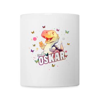 OSKAR - Schöner Junge Name mit süßem DINO T-REX - Tasse - Weiß - Vorne