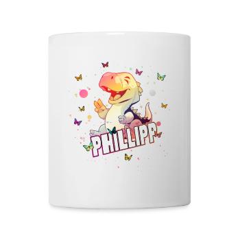PHILLIPP - Beau nom de garçon avec mignon DINO T-REX - Mug blanc - blanc - Devant