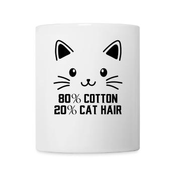 80% Cotton 20% Cat Hair funny Cats Sayings - Tasse - Weiß - Vorne