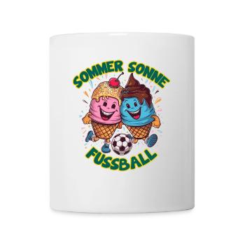 Sommer Sonne Fussball lachende kickende Eistüten - Tasse - Weiß - Vorne