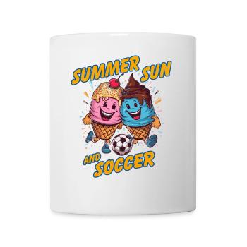 Summer Sun Soccer Laughing Kicking Ice Cream Cones - Mug - white - Front