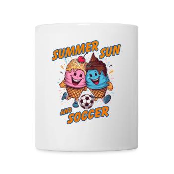 Sommer Sonne Fussball lachende kickende Eistüten - Tasse - Weiß - Vorne