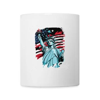 Drapeau américain de la Statue de la Liberté du 4 juillet - Mug blanc - blanc - Devant