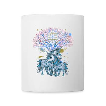 Einhörner Einhorn Schamane Natur Wald indianisch - Tasse - Weiß - Vorne