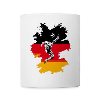 Dynamische Fußball-Action auf deutscher Flagge - Tasse - Weiß - Vorne