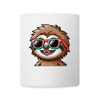 paresseux avec des lunettes de soleil cool portrait face - Mug blanc - blanc - Devant