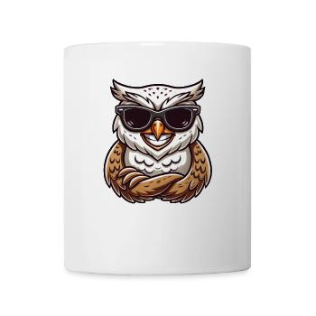 Coole Eule Sonnenbrille Grinsen Freude - Tasse - Weiß - Vorne