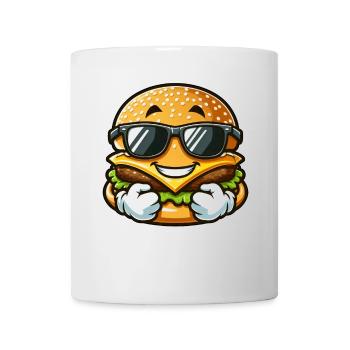 Cheeseburger au fromage cool avec lunettes de soleil - Mug blanc - blanc - Devant