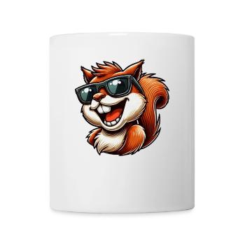 Cool squirrel with sunglasses laughing - Mug - white - Front