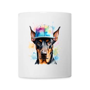 Doberman Snapback Cap Chien Drôle Design Imprimer - Mug blanc - blanc - Devant