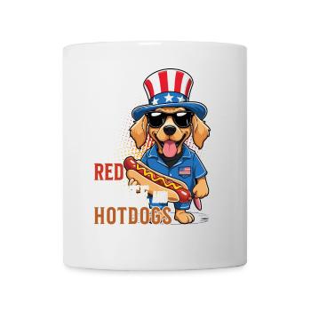 Red White Hotdogs Funny Bbq Pun Retro Vintage - Mug - white - Front