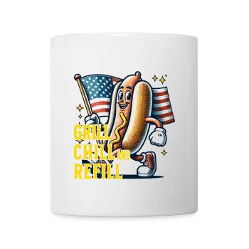 Grill Chill Refill Lustiges Bbq-wortspiel Retro - Tasse - Weiß - Vorne