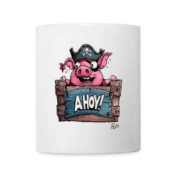 Drôle de pirate cochon, Ohé ! - Mug blanc - blanc - Devant