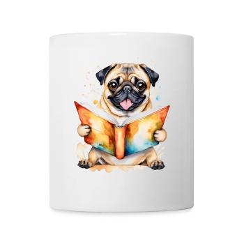 Carlin Lecture Livre Chien Coloré Drôle Animal Design Imprimer - Mug blanc - blanc - Devant