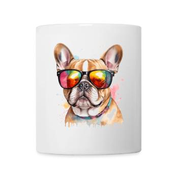Lunettes de soleil bouledogue français Frenchie Dog - Mug blanc - blanc - Devant