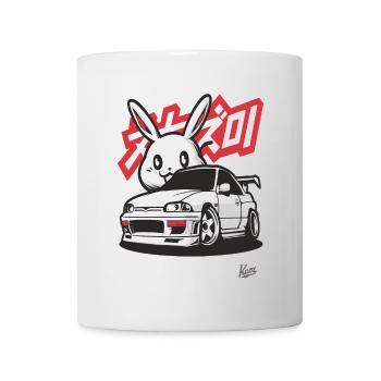 Chibi Japanese JDM Street Racer : Voiture et lapin - Mug blanc - blanc - Devant