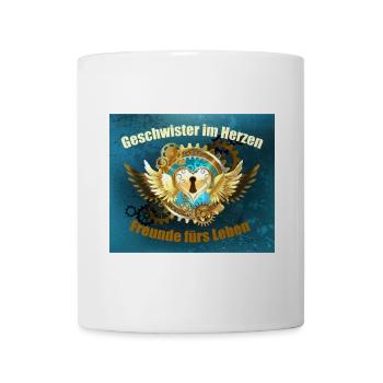 Frères dans le cœur avec des ailes et un verrou de cœur - Mug blanc - blanc - Devant