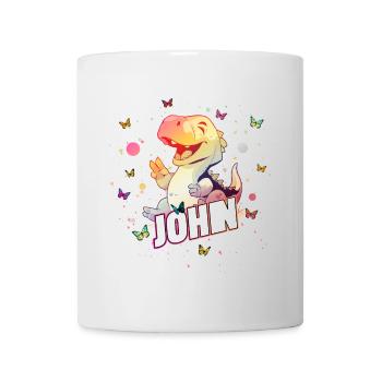 JOHN - Schöner Junge Name mit süßem DINO T-REX - Tasse - Weiß - Vorne
