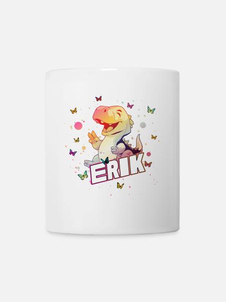 ERIK - Schöner Junge Name mit süßem DINO T-REX - Tasse - Weiß